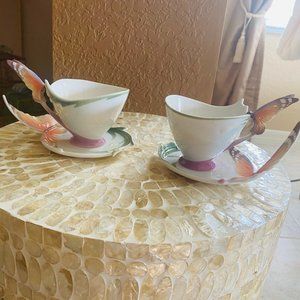 Porcelain Butterfly Collection Cup and Spoons